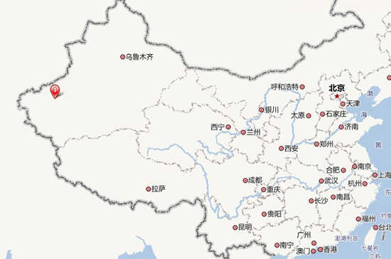 巴楚位置圖(圖中紅色標(biāo)注處)