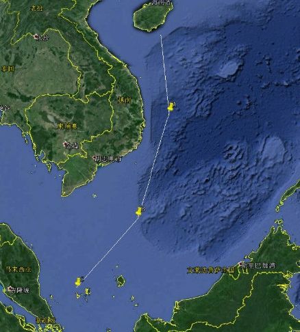 981石油平臺(tái)航線示意圖