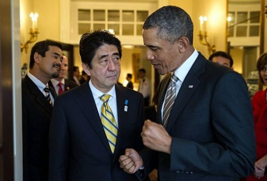資料圖:奧巴馬與安倍晉三。